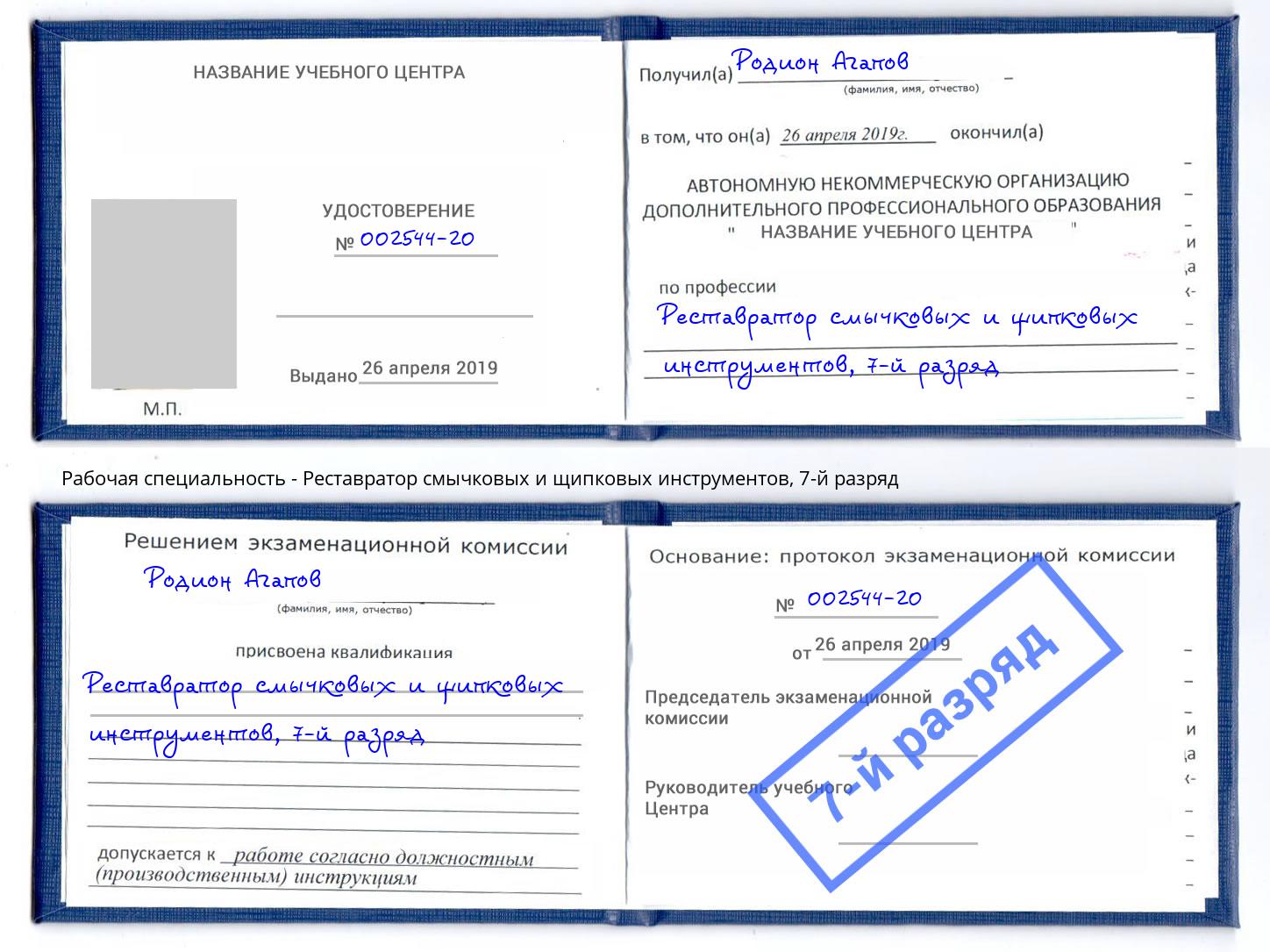 корочка 7-й разряд Реставратор смычковых и щипковых инструментов Лысьва