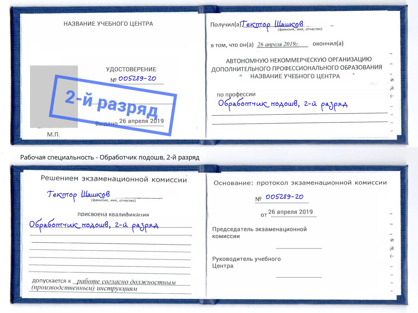 корочка 2-й разряд Обработчик подошв Лысьва