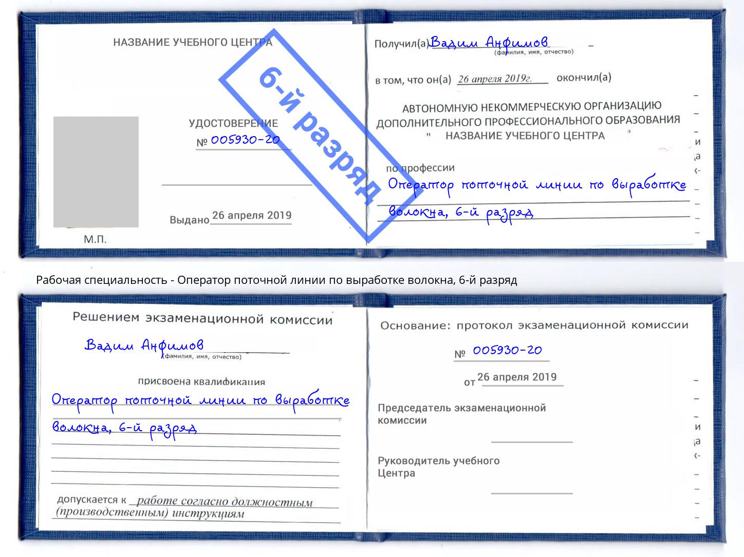 корочка 6-й разряд Оператор поточной линии по выработке волокна Лысьва