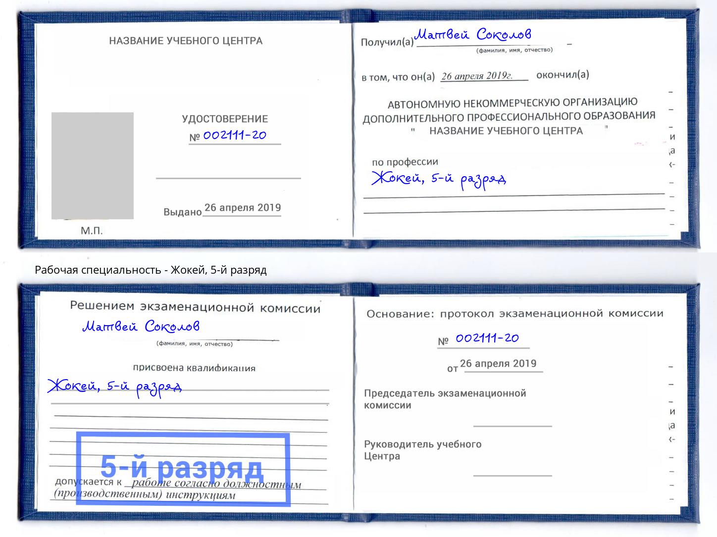корочка 5-й разряд Жокей Лысьва